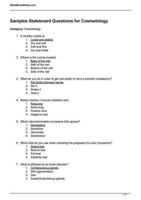 Kansas Board Of Cosmetology Answer Key Doc