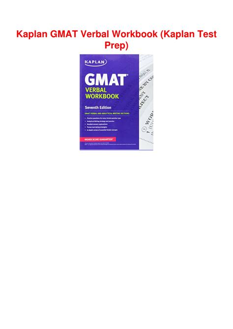 Kaplan GMAT Verbal Workbook Kaplan Test Prep Kindle Editon