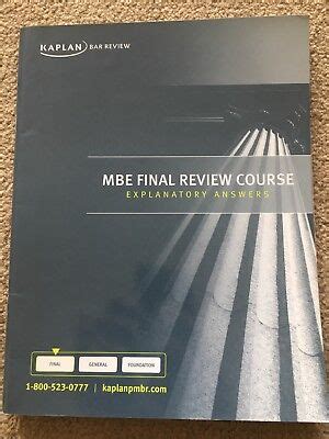 Kaplan PMBR Bar Review MBE Final Review Course Explanatory Answers Paperback PDF