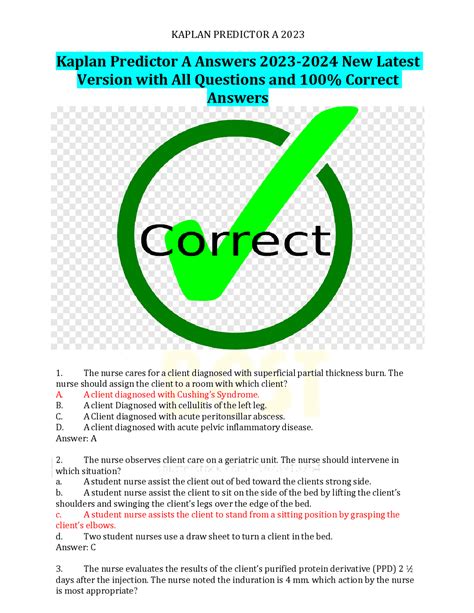 Kaplan Predictor Answers PDF