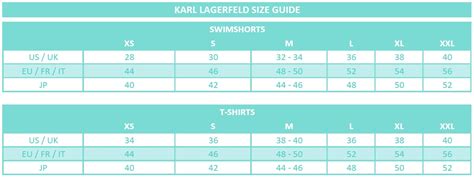 Karl Lagerfeld Size Chart
