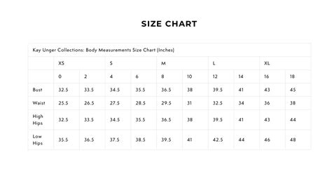 Kay Unger Size Chart