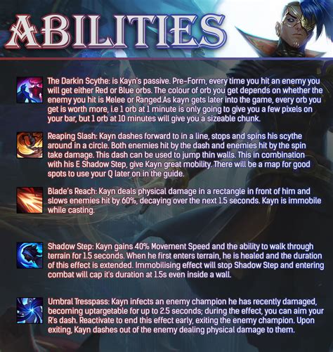 Kayn's Abilities and Transformations