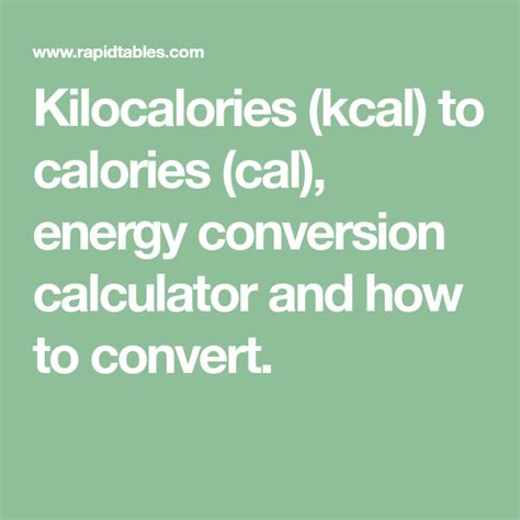 Kcal to Calorie Calculator: Convert Energy Units with Ease