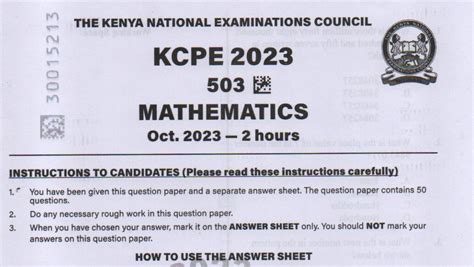 Kcpe Answers For Mathematics Paper 2013 Epub