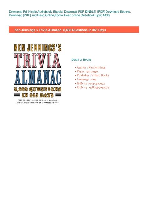 Ken Jennings s Trivia Almanac 8888 Questions in 365 Days PDF