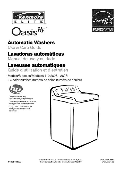 Kenmore Elite Oasis He Washer Owners Manual Ebook Epub