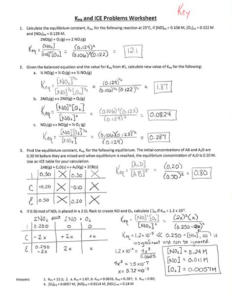 Keq Worksheet With Answers Reader