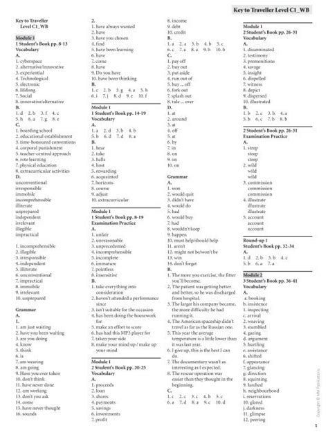 Key Answers Traveller Student S Book C1 Epub