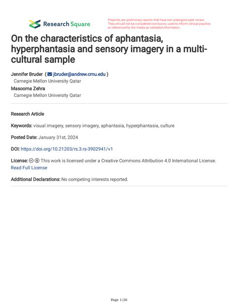 Key Characteristics of Aphantasia: