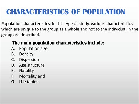 Key Characteristics of a Population