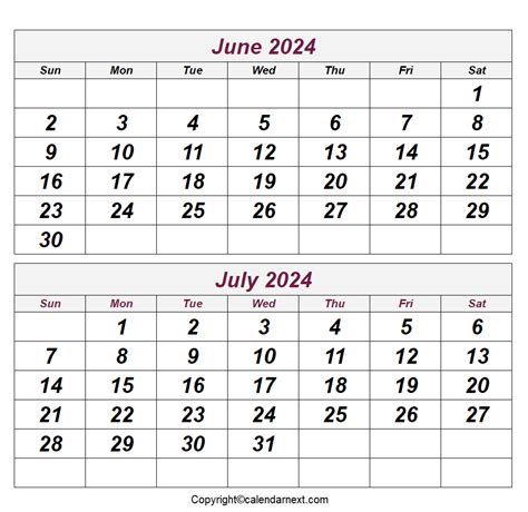 Key Dates in May, June, and July 2024