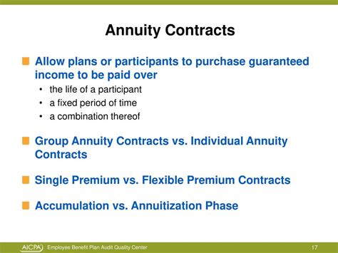 Key Features of Group Annuity Contracts