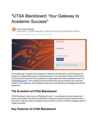 Key Features of UT Dallas Blackboard