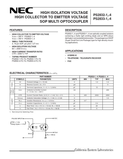 Key Features of the PS2833-1-V-F3-A