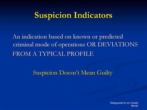 Key Indicators of Suspicion