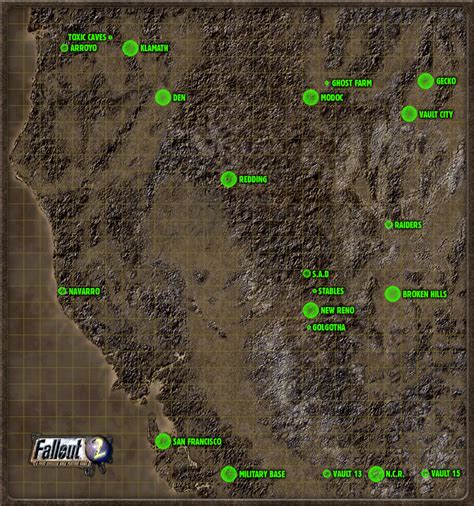 Key Locations in the Fallout 2 Map