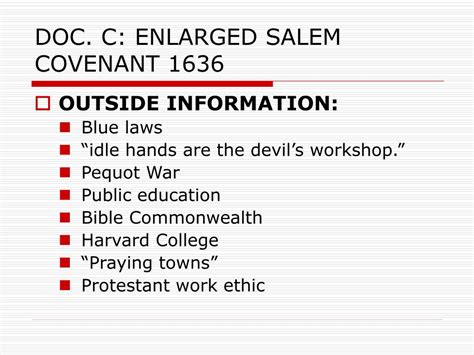 Key Principles of the Enlarged Salem Covenant