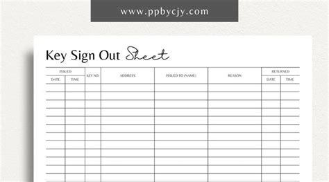 Key Sign Out Sheet Template