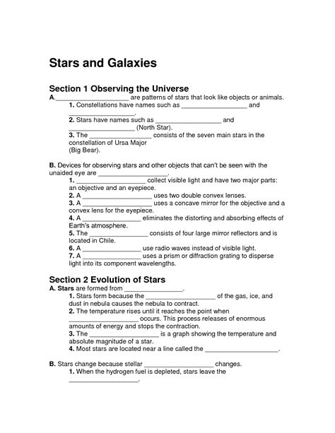 Key Terms Stars And Galaxies Answer Reader