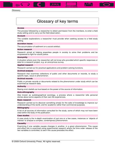 Key Terms and Definitions