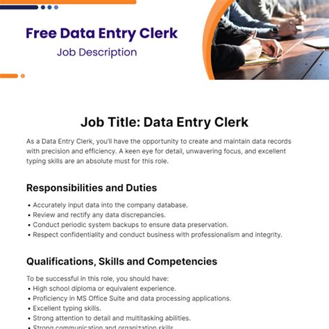 Key responsibilities of a data entry clerk include: