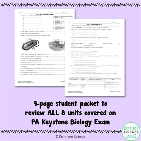 Keystone Exam Biology Review Packet Answers PDF