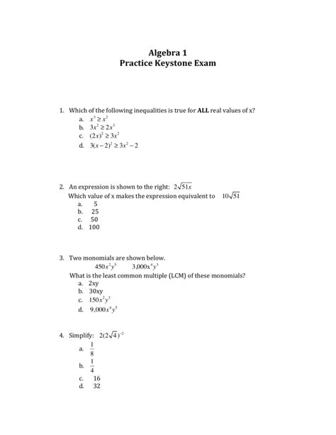 Keystone Practice Questions With Answers Reader