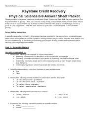 Keystone credit recovery physical science answer key Ebook Doc