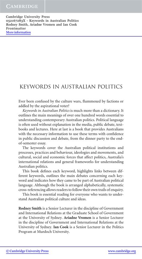 Keywords in Australian Politics PDF