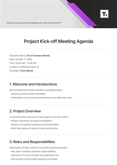 Kick Off Agenda Template