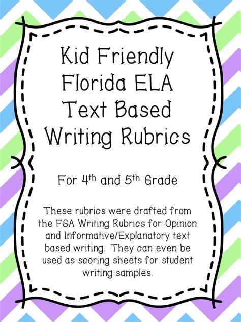 Kid Friendly Florida ELA Text Based Writing Rubrics Ebook Epub