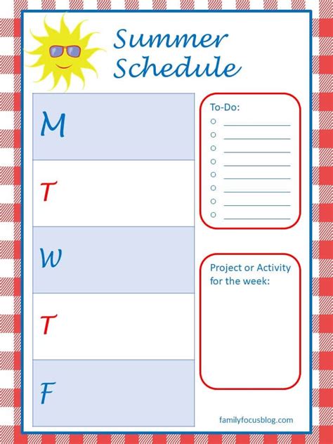 Kids Summer Schedule Template