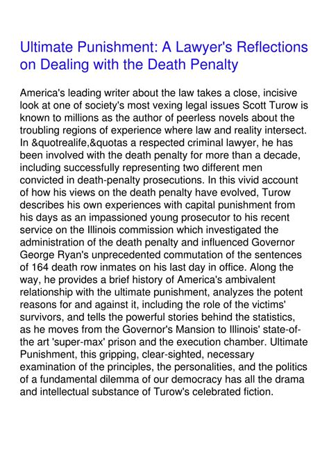 Killing as Punishment Reflections on the Death Penalty in America Reader