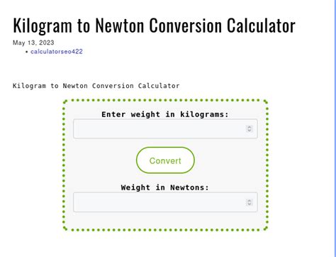 Kilogram to Newton Calculator: Convert Weight with Ease