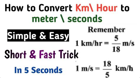 Kilometers Per Hour (km/h) to Meters Per Second (m/s) Conversion