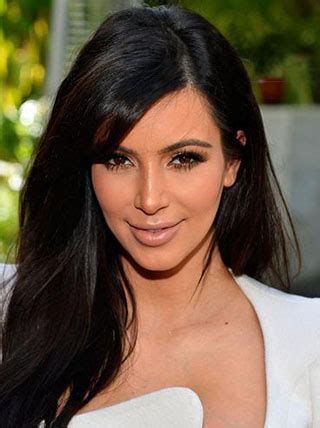 Kim Kardashian Long Straight Side Bang Hairstyle Human Hair Lace Front Wig 18 Inches