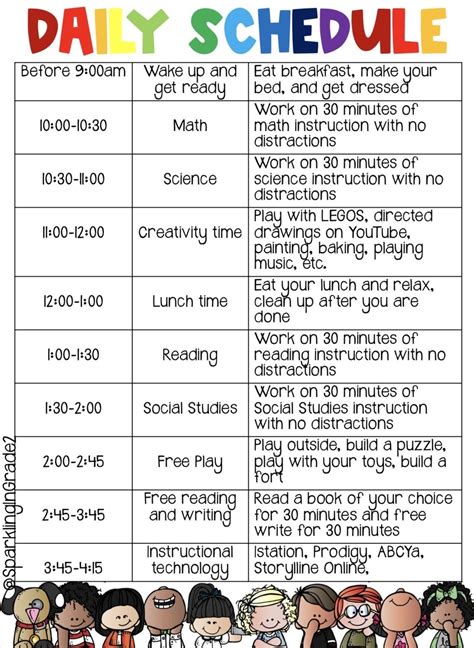 Kindergarten Daily Schedule Template