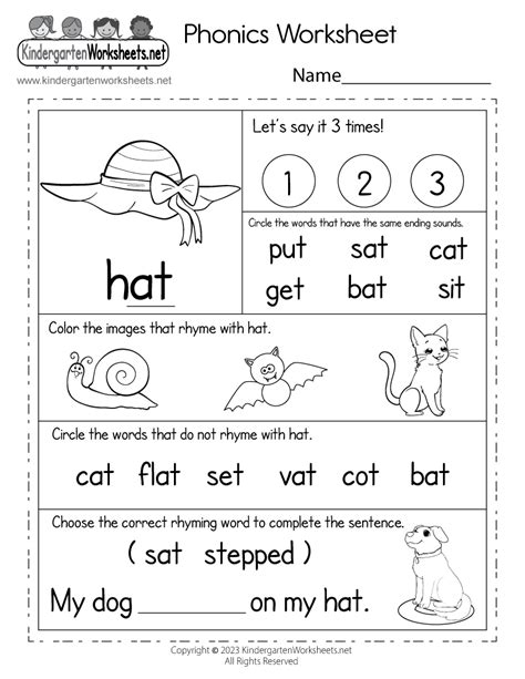 Kindergarten Worksheets Free Printables Phonics