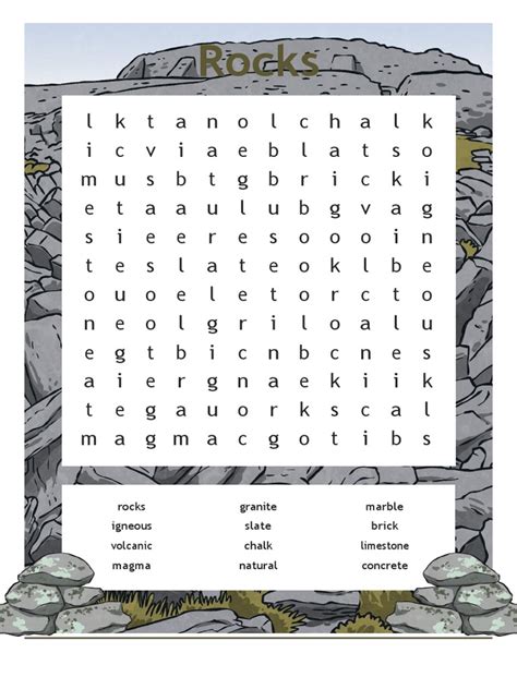 Kinds Of Rocks Wordsearch Answers PDF