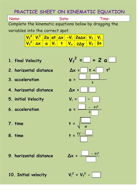 Kinematic Problems Worksheets With Solutions Epub