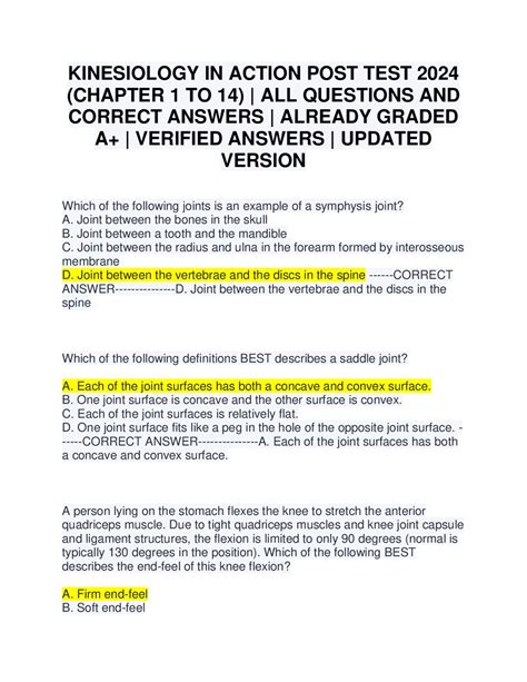 Kinesiology Test Questions And Answers Doc