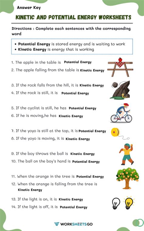 Kinetic And Potential Energy Worksheet Answers PDF