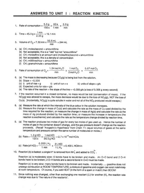 Kinetics Of A Reaction Experiment 12 Answers PDF