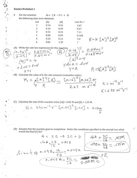 Kinetics Worksheet With Answers Reader