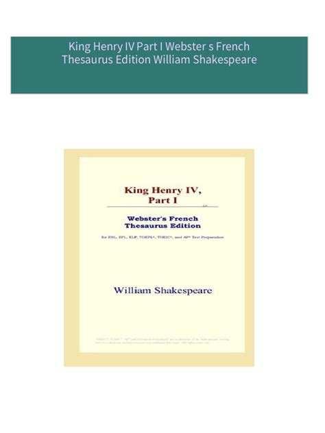 King Henry IV Part I Webster s Turkish Thesaurus Edition Kindle Editon