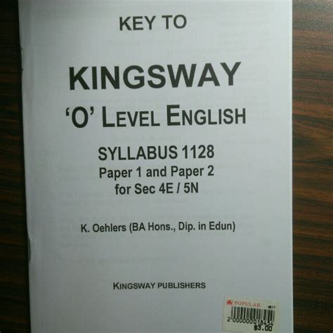 Kingsway Secondary 3 English Answer Key PDF