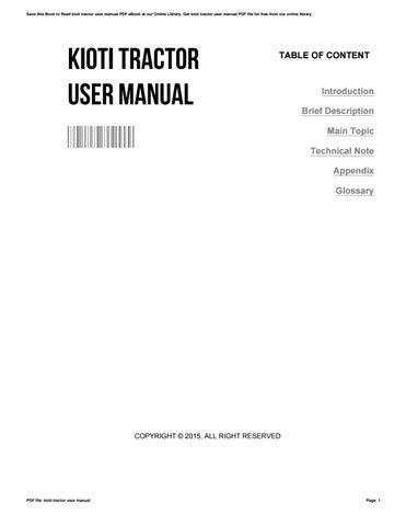 Kioti User Manual Ebook Doc