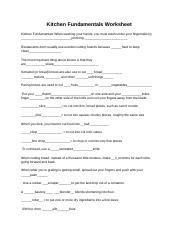 Kitchen Fundamentals Worksheet Answers Reader