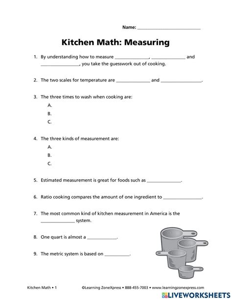 Kitchen Math Measuring Worksheet Answers Epub